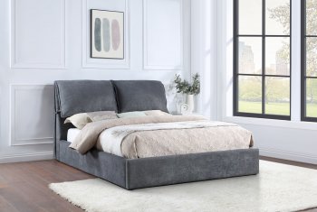 Laurel Upholstered Bed 306041 in Dark Gray Fabric by Coaster [CRB-306041 Laurel]