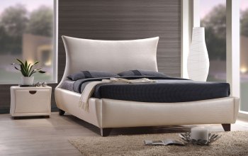 Galton Pearl PU Upholstered Bed by Acme w/Optional Nightstands [AMBS-24760 Galton]