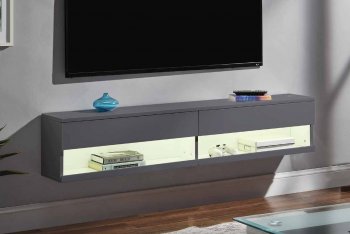 Ximena Floating TV Stand 91347 in Gunmetal by Acme w/LED [AMTV-91347 Ximena]