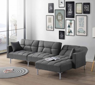 Duzzy Sectional Sofa 50485 in Dark Gray Fabric by Acme