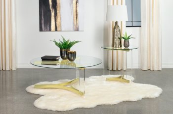 Janessa Coffee Table 3Pc Set 710068 Clear & Brass by Coaster [CRCT-710068 Janessa]