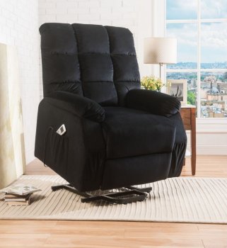 Ipompea Recliner 59262 in Black Velvet by Acme w/Massage [AMAC-59262 Ipompea]