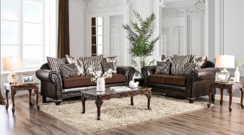 Midleton Sofa SM7406 in Brown Leatherette & Chenille w/Options [FAS-SM7406-Midleton Brown]