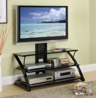 Black Finish Modern 3 Shelf TV Stand