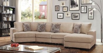 Amelia Sectional CM6372 in Beige Wide Wale Corduroy Flannelette [FASS-CM6372-Amelia]