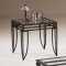 Black Metal Base 3PC Coffee Table Set w/Clear Glass Tops