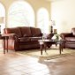 Chestnut Full Leather Classic Living Room w/Nail Head Trim Arms