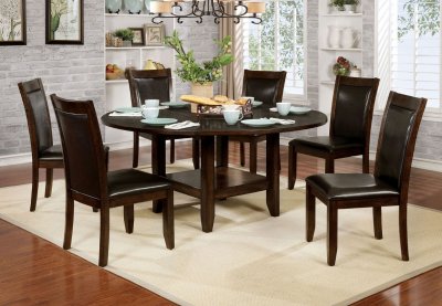 Meagan I 7Pc Dining Room Set CM3152RT in Brown Cherry