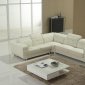 White Button Tufted Leather Modern Sectional Sofa w/Steel Legs