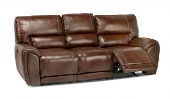 Clark Power Motion Sofa & Loveseat Cognac Leather Match [MSS-Clark Cognac Brown]