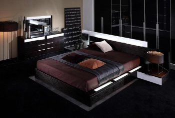 Wenge & White Finish Two-Tone Modern Bedroom Set [VGBS-Gamma]