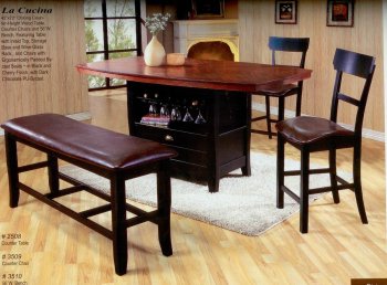 Black & Cherry Two-Tone Finish Modern Counter Table w/Options [MADS-LaCucina]