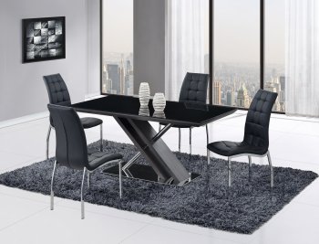 D654DT Dining Set 5Pc by Global w/Black Glass Top & D716 Chairs [GFDS-D654DT-D716DC]