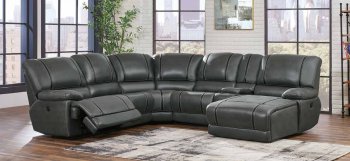 U1952 Power Motion Sectional Sofa - Charcoal Fabric by Global [GFSS-U1952-SEC/CHAISE]