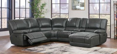 U1952 Power Motion Sectional Sofa - Charcoal Fabric by Global