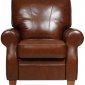 Dark Caramel Full Italian Leather Pushback Recliner Chair