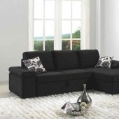 Black Fabric Modern Sectional Sofa Set w/Bed