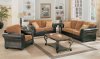 Bycast Leather and Printed Microfber Two-Tone Living Room Set