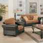 Bycast Leather and Printed Microfber Two-Tone Living Room Set