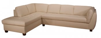 Vanilla Leather Modern Sectional Sofa w/Optional Ottoman [LKSS-Chelsea]