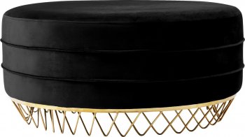 Revolve Ottoman / Coffee Table 147 Black Velvet Fabric - Meridia [MRCT-147 Revolve Black]