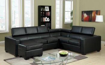 CM6365BK Serres Sectional Sofa in Black Bonded Leather Match [FASS-CM6365BK Serres Black]