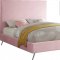 Jasmine Bed in Pink Velvet Fabric by Meridian w/Options