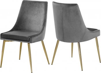 Karina Dining Chair 783 Set of 4 Grey Velvet Fabric by Meridian [MRDC-783 Karina Grey]