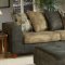 Two-Tone Kalahari Ash Fabric Modern Sectional Sofa w/Ottoman