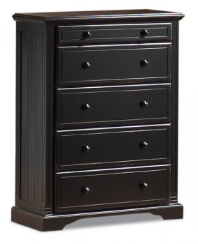 Antique Distressed Ebony Finish High Chest With Five Drawers [LSC-780 RAVELLO CHEST]