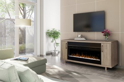 Marvin Electric Fireplace Media Console in Driftwood by Dimplex