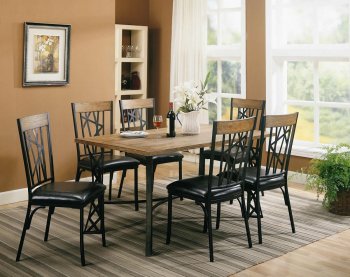 Black Metal & Brown Wood Modern 5Pc Dining Set [CRDS-120401-5pc]