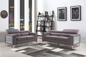 U9345 Sofa in Dark Grey Microsuede Fabric by Global w/Options [GFS-U9345 Dark Grey]