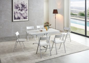 2473 Dining Table 5Pc Set in White by ESF w/3332 Chairs [EFDS-2473-3332]