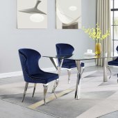 Alaia Dining Set 5Pc 190711 in Chrome by Coaster w/Blue Chairs