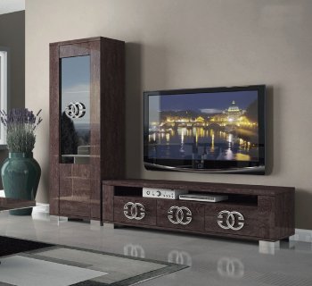 Prestige TV Stand in High Gloss Walnut by ESF w/Options [EFWU-Prestige Walnut]