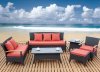 Dark Brown Modern 6Pc Outdoor Sofa Set w/Footstool & Tables