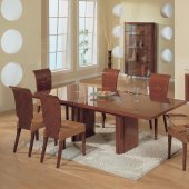 Half Brown High Gloss Finish Contemporary Dining Set