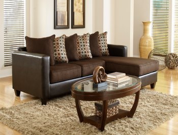 3005 Sectional Sofa in Brown Bi Cast & Microfiber [EGSS-3005]