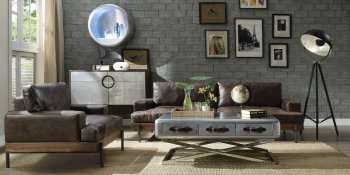 Silchester Sofa 52475 in Distressed Chocolate Leather in Acme [AMS-52475-Silchester]