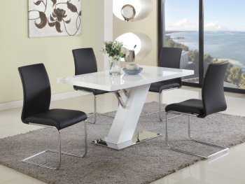 Linden 5Pc Dining Set in White by Chintaly w/Black Jane Chairs [CYDS-Linden-Jane]