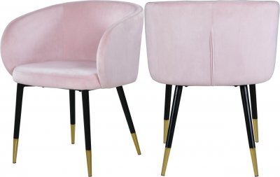 Louise Dining Chair 733 Set of 2 Pink Velvet Fabric by Meridian