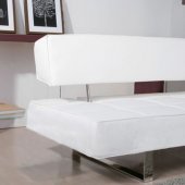 White Leatherette Modern Convertible Sofa Bed w/Chrome Legs