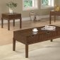 Medium Brown Finish Modern 3Pc Coffee Table Set w/Drawers