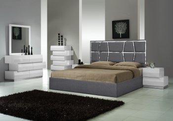 Degas Bedroom Charcoal by J&M w/Optional Milan White Casegoods [JMBS-Degas Charcoal Milan White]