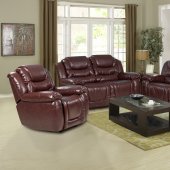 7252 Reclining Sofa in Burgundy Bonded Leather w/Optional Items