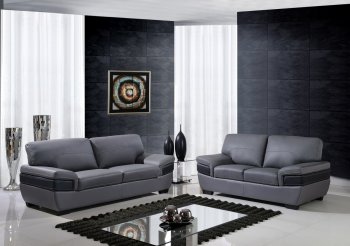 U7230 Sofa in Grey & Dark Grey Leather by Global w/Options [GFS-U7230 Dark Grey-Black]