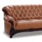 Brown Leather Stylish Living Room W/Button-Tufted Backs