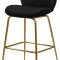 Paris Counter Stool 787 Set of 2 Black Velvet Fabric by Meridian