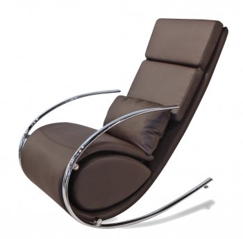 Chloe Rocker Chair & Ottoman in Brown Leatherette by Whiteline [WLCC-Chloe Brown]